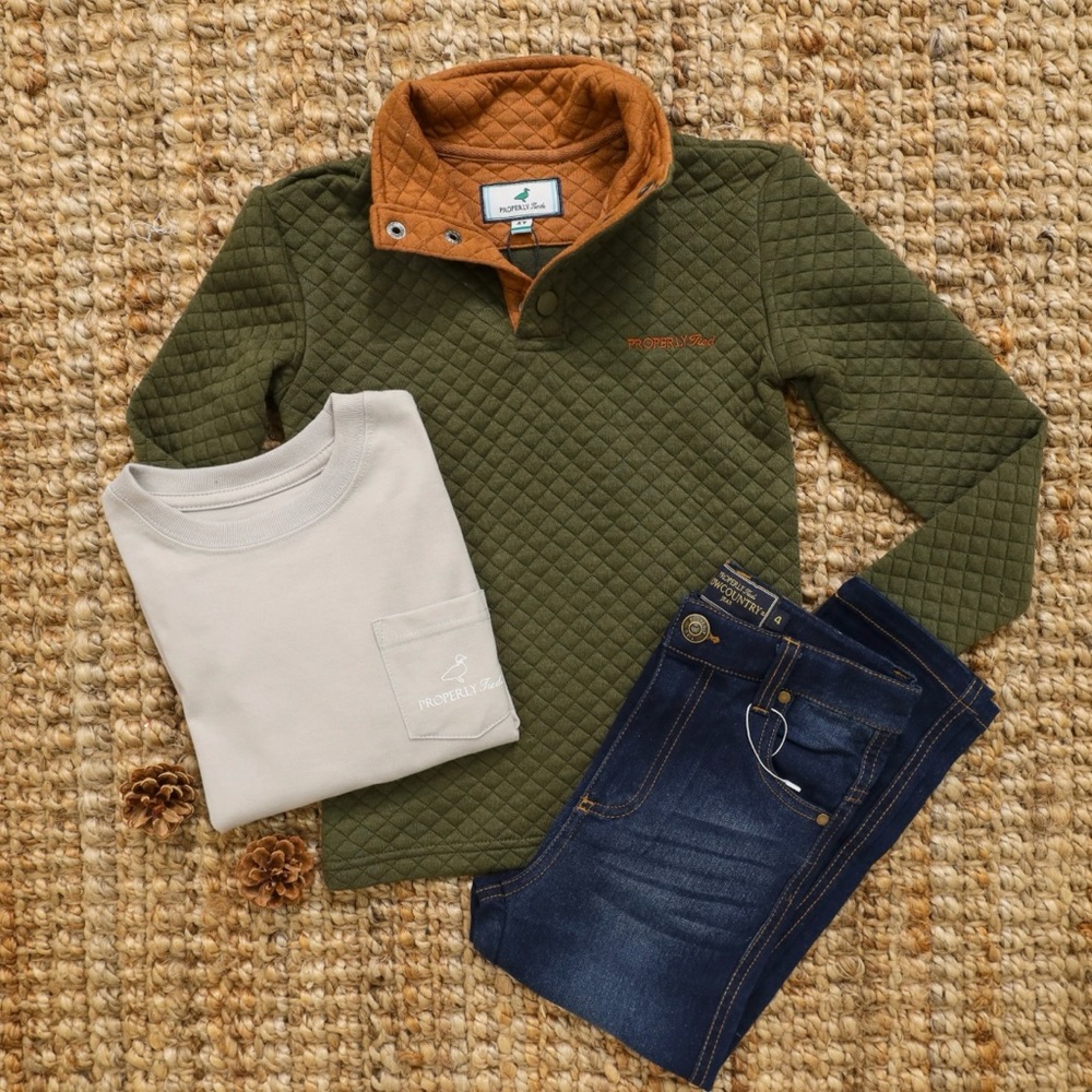 Olive Quilted Men's Sweater